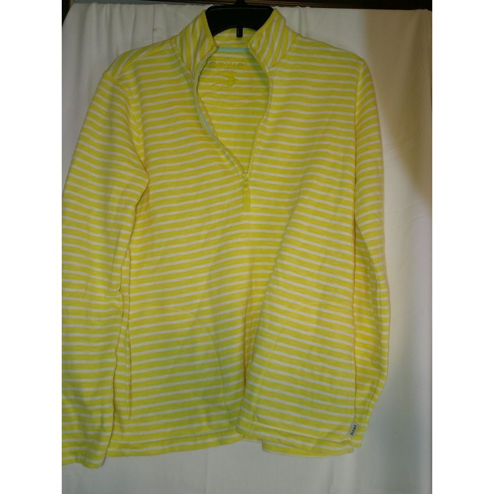 Levi's Yellow Striped Long Sleeve Polo Shirt Casual‎ Summer Top XS